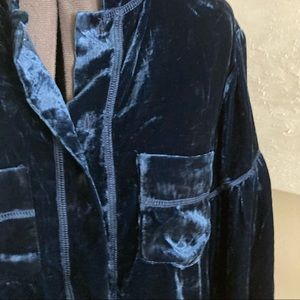 Dark blue velvet blouse by brand Flannel Australia